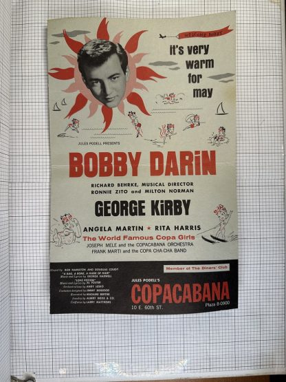 Vintage Copacabana  Bobby Darin Flyer 1960's - Image 3