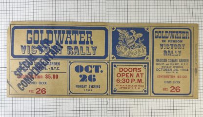 Vintage 1964 Barry Goldwater Victory Rally - Letter & Ticket - Image 3