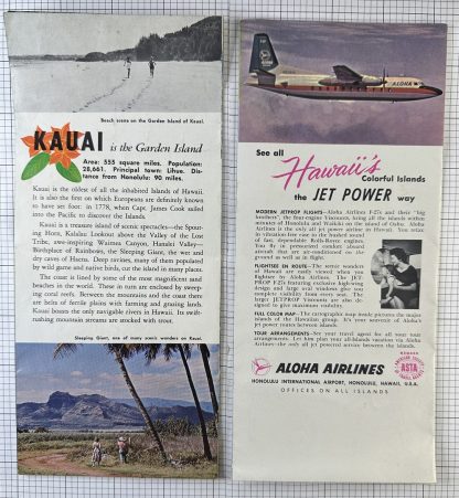 Vintage 1960 Lot of 2 Aloha Airlines brochure w/ illustrated map of Hawaii - Image 4