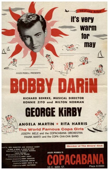 Vintage Copacabana  Bobby Darin Flyer 1960's