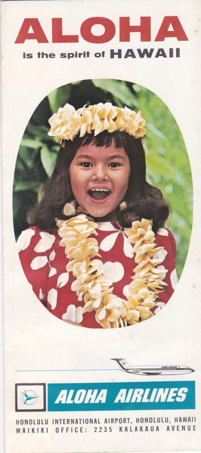 Vintage 1960 Lot of 2 Aloha Airlines brochure w/ illustrated map of Hawaii - Image 10