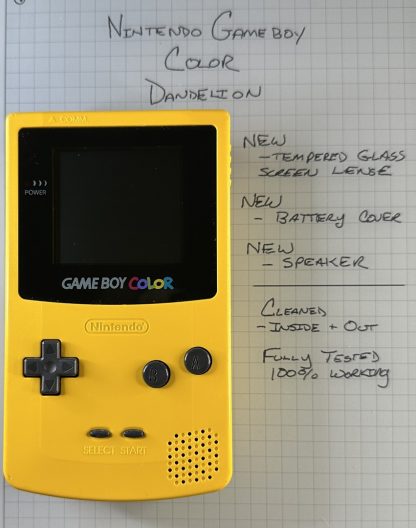 Nintendo Game Boy Color - Dandelion Yellow CGB-001 - New Screen Lens - 100% Working!