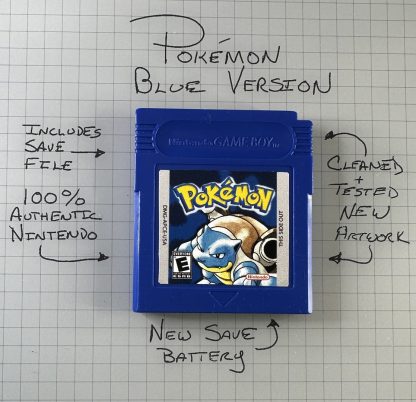 Pokemon Blue (Game Boy Color, 1998) Authentic *NEW BATTERY* w/ Save Game