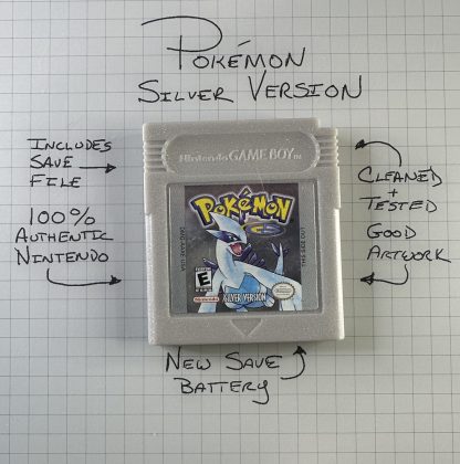 Pokemon Silver (Game Boy Color, 2000) Authentic *NEW BATTERY* & Save Game
