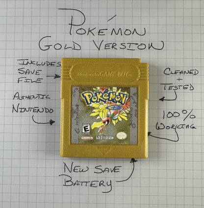 Pokemon Gold Version - Authentic *NEW BATTERY* w/ Save Game