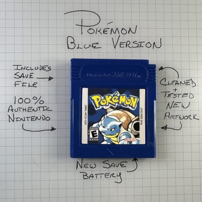 Pokemon Blue (Game Boy Color, 1998) Authentic *NEW BATTERY* w/ Save Game