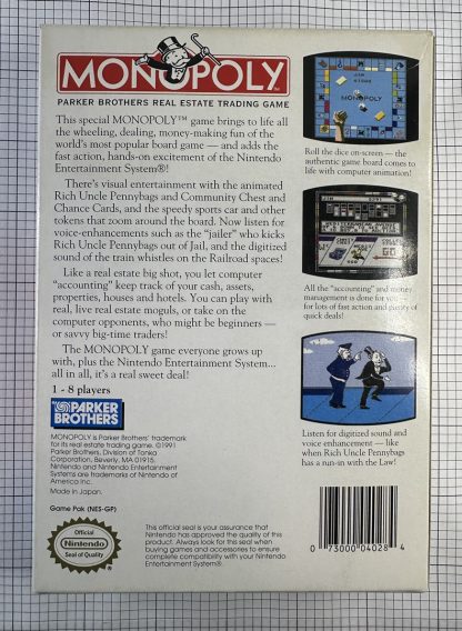 Monopoly (Nintendo Entertainment System, 1989) - CIB w/ Manual, Dust Cover & Game Poster! - Image 11