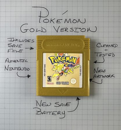 Pokemon Gold Version - Authentic **NEW BATTERY** Save Game