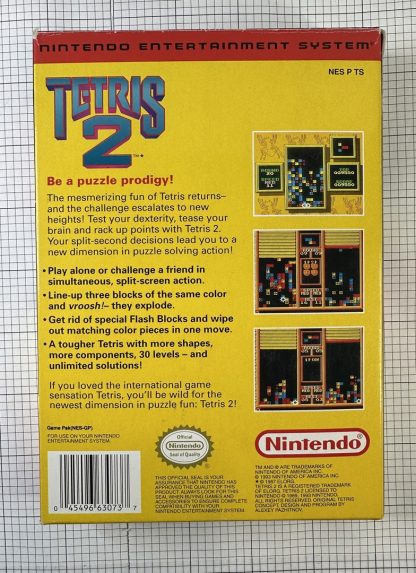 NES Nintendo Tetris 2 CIB - Near Mint Condition! Complete in box, Inserts - Image 2