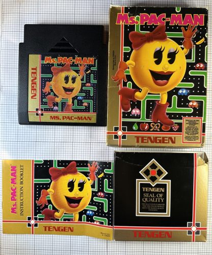 Ms. Pac-Man Tengen (Nintendo NES 1990) CIB Complete in box, W/ Manual and Dust Cover