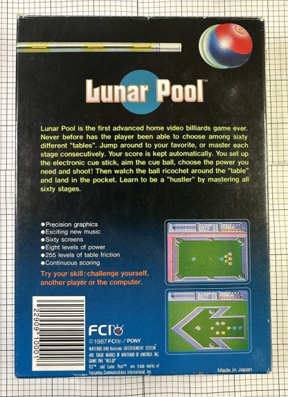 Lunar Pool (Nintendo Entertainment System, 1987)  Complete In Box w/ Manual, Inserts - Image 10