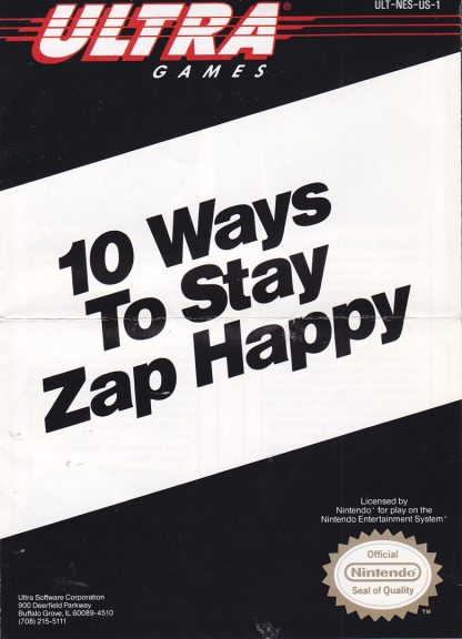 NINTENDO 10 WAYS TO STAY ZAP HAPPY Ultra Game Insert UTL-NES-US-1