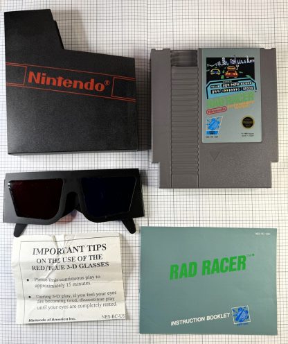 Rad Racer (NES 1987) Cartridge, Manual & 3D Glasses -  Cleaned / Tested / Working