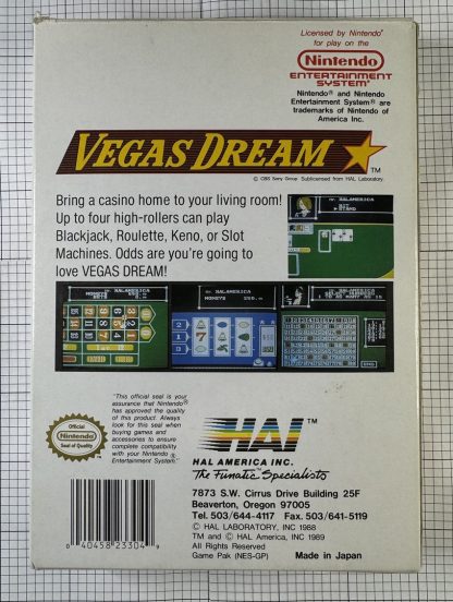 VEGAS DREAM (Nintendo NES, 1989) Complete In Box w/ Poster! - Image 9