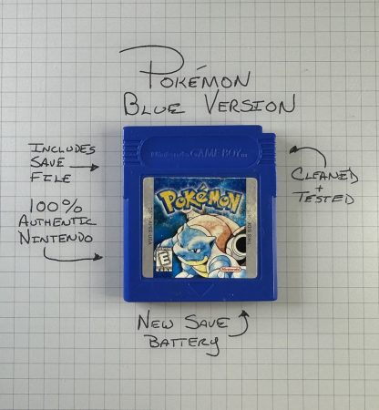 Pokemon Blue (Game Boy Color, 1998) Authentic *NEW BATTERY* w/ Save Game (Copy)