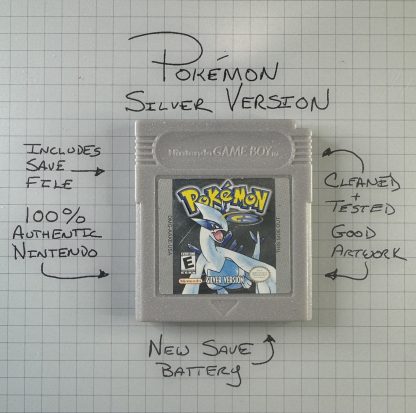 Pokemon Silver (Game Boy Color, 2000) Authentic *NEW BATTERY* & Save Game