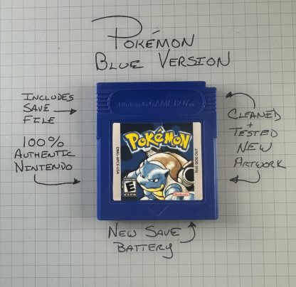 Pokemon Blue (Game Boy Color, 1998) Authentic *NEW BATTERY* w/ Save Game
