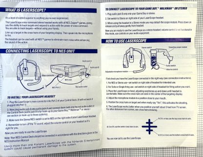 Konami Laser Scope NES Nintendo Instruction Manual Only - Image 2