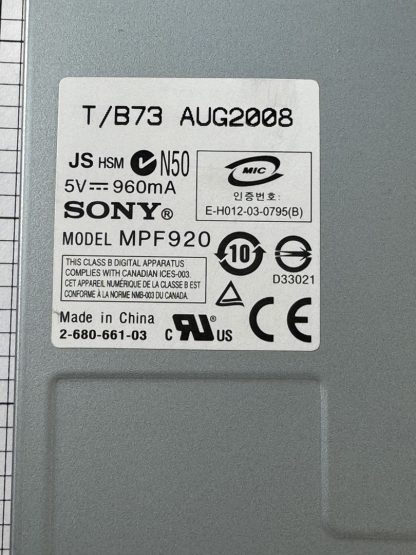 SONY MPF920 Legacy IDE Floppy Disk Drive, 1.44MB, 3.5" Disk, 0HX852 - Image 5