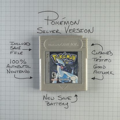 Pokemon Silver (Game Boy Color, 2000) Authentic *NEW BATTERY* & Save Game
