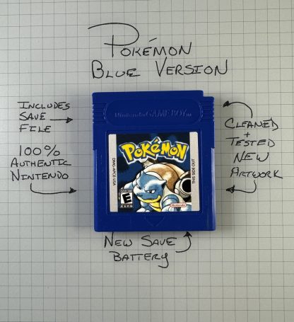 Pokemon Blue (Game Boy Color, 1998) Authentic *NEW BATTERY* w/ Save Game