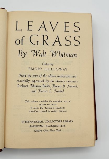 Leaves Of Grass By Walt Whitman 1926 HC Intl Collectors Library, Ltd Edition - Image 8