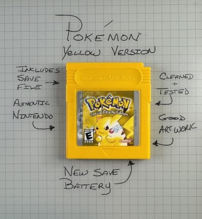 Pokemon Yellow Version (Game Boy, 1999) Authentic *NEW BATTERY* w/ Save Game  - VERY GOOD!