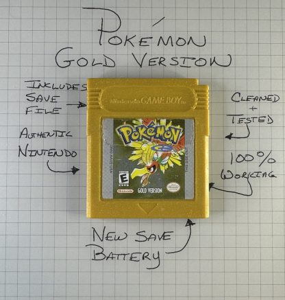 Pokemon Gold Version - Authentic *NEW BATTERY* w/ Save Game