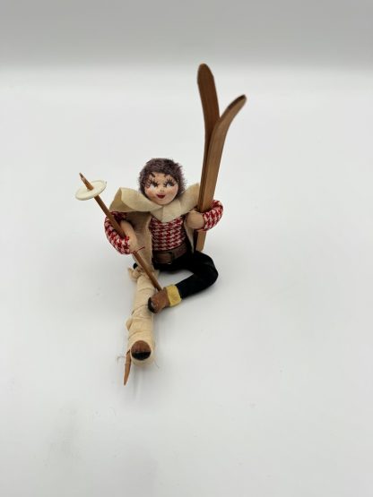 Vintage Accident Ski Doll - W/ Wooden Skis and Leg Splint - Hand Made - Image 4