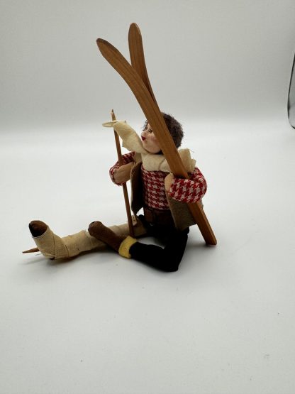 Vintage Accident Ski Doll - W/ Wooden Skis and Leg Splint - Hand Made - Image 7