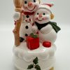Vintage Snow Man and Snow Child Revolving Music Box : Silent Night