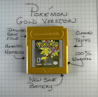 Pokemon Gold Version - Authentic *NEW BATTERY* w/ Save Game