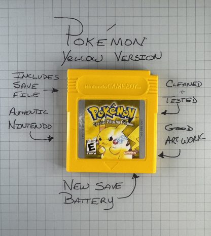 Pokemon Yellow Version (Game Boy, 1999) Authentic *NEW BATTERY* w/ Save Game  - VERY GOOD!