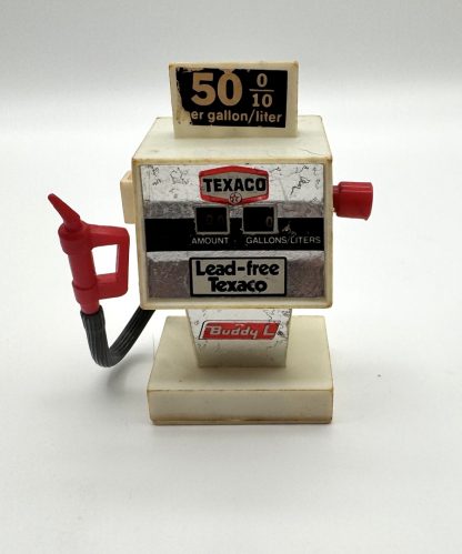 Set of 2 Vintage Mid-70's & 80's Toy Gas Pumps - Buddy L TEXACO and TOMY Pocket  Cars Wind-Up World - both WORKING! - Image 3