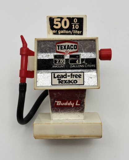 Set of 2 Vintage Mid-70's & 80's Toy Gas Pumps - Buddy L TEXACO and TOMY Pocket  Cars Wind-Up World - both WORKING! - Image 9