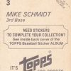 Lot Of 4- 1982 & 1985 Topps Mike Schmidt Baseball Stickers 3, 74, 123, 111 - Image 4