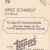 Lot Of 4- 1982 & 1985 Topps Mike Schmidt Baseball Stickers 3, 74, 123, 111 - Image 3