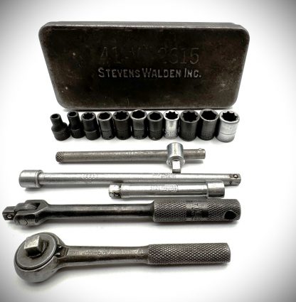 Vintage Stevens Walden USA 1/4" Drive Socket Driver - 17 Piece Set