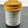 Vintage Kodak Metal Film Storage Canister - White with Yellow Lid