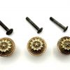 Lot Of 3 Brass Knobs Drawer Cabinet Pulls - Floral Design