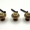Lot Of 3 Brass Knobs Drawer Cabinet Pulls - Floral Design - Image 2