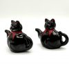 Vintage Japan Black Cat Teapot Ceramic Salt & Pepper Shakers with Stoppers - Redware - Image 8