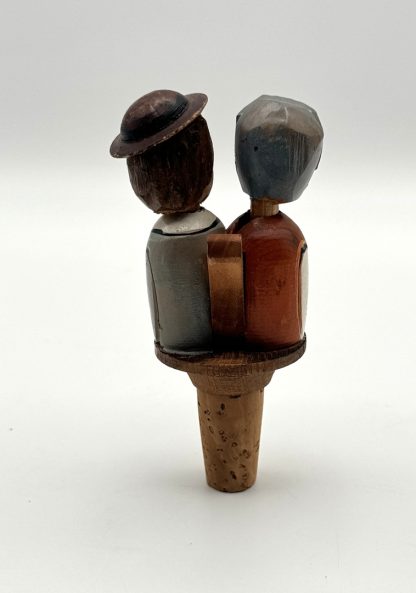 Vintage Anri Bottle Cork Mechanical Wood Carved Wine Stopper - Image 5
