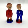 Vintage Mid-Century Plastic Magnetic Toy Bobble Wobble Head Kissing Boy & Girl - Made In Hong Kong
