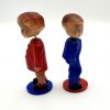 Vintage Mid-Century Plastic Magnetic Toy Bobble Wobble Head Kissing Boy & Girl - Made In Hong Kong - Image 5