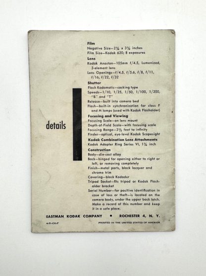 KODAK TOURIST II (F/4.5 ANASTON IN KODAMATIC) INSTRUCTION BOOK, 1953 - Image 4