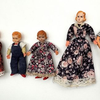 Vintage Family of 5 Dolls - Mom, Dad, Brother & Sisters - Unique Construction - Charming Collectible