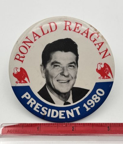 Vintage 1980 Ronald Reagan Campaign Pin - 40th President - Political Memorabilia 3" - Image 4