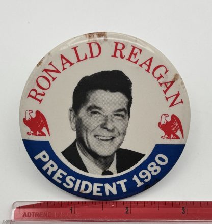 Vintage 1980 Ronald Reagan Campaign Pin - 40th President - Political Memorabilia 3" - Image 4