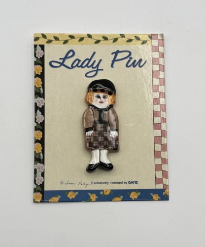 Vintage - NEW Susan Paley Lady Pin - GANZ - Margo Ceramic Hand Painted - BC6090